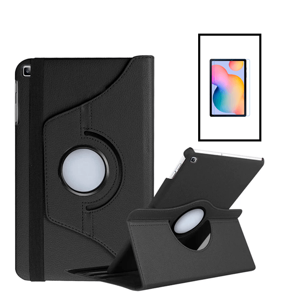 Kit Capa Proteção Rotativa 360 + Película de Vidro Temperado GorilasGlass para Samsung Galaxy Tab S6 Lite (2022) - Preto