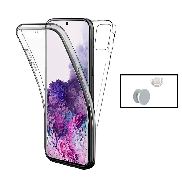 Kit Capa 360° Proteção Frente e Verso + 1 HandHolder + 1 Suporte HandHolder Branco para Realme C25Y - Transparente/Branco
