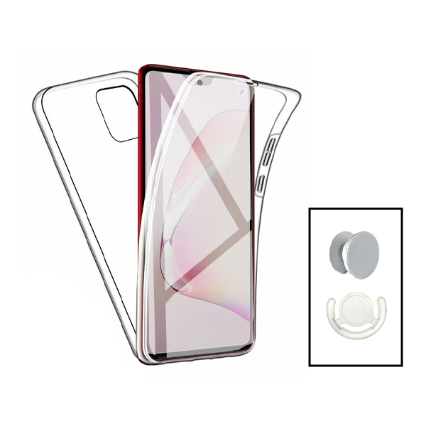 Kit Capa 360° Proteção Frente e Verso + 1 HandHolder + 1 Suporte HandHolder Branco para Xiaomi 13 - Transparente/Branco