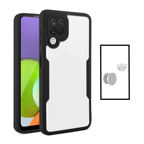 Kit Capa 360° Proteção Frente e Verso + 1 HandHolder + 1 Suporte HandHolder Branco para Samsung Galaxy M33 5G - Preto
