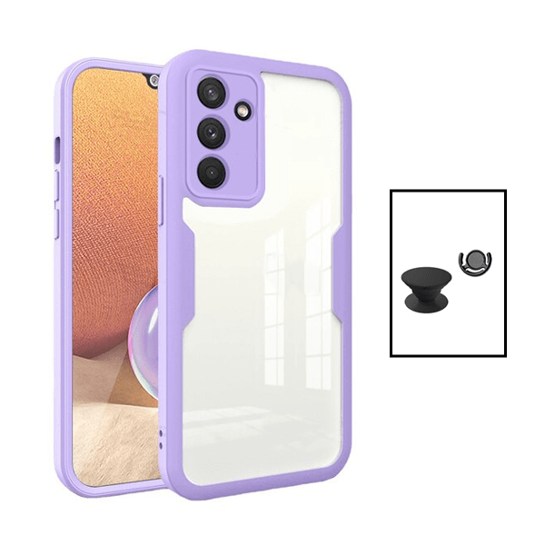 Kit Capa 360° Proteção Frente e Verso + 1 HandHolder + 1 Suporte HandHolder Preto para Samsung Galaxy A04s - Roxo