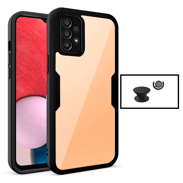 Kit Capa 360° Proteção Frente e Verso + 1 HandHolder + 1 Suporte HandHolder Preto para Samsung Galaxy A73 5G - Preto