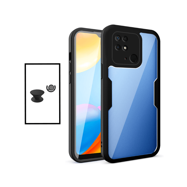 Kit Capa 360° Proteção Frente e Verso + 1 HandHolder + 1 Suporte HandHolder Preto para Xiaomi Redmi 9C - Preto