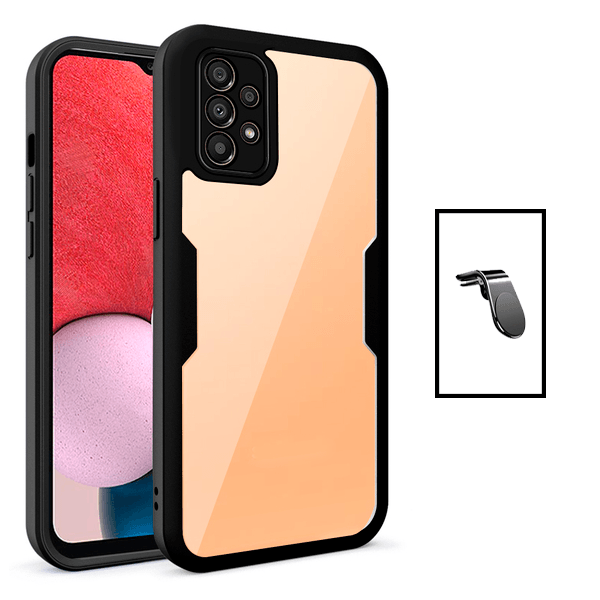 Kit Capa 360° Proteção Frente e Verso + Suporte Magnético L para Samsung Galaxy A23 - Preto