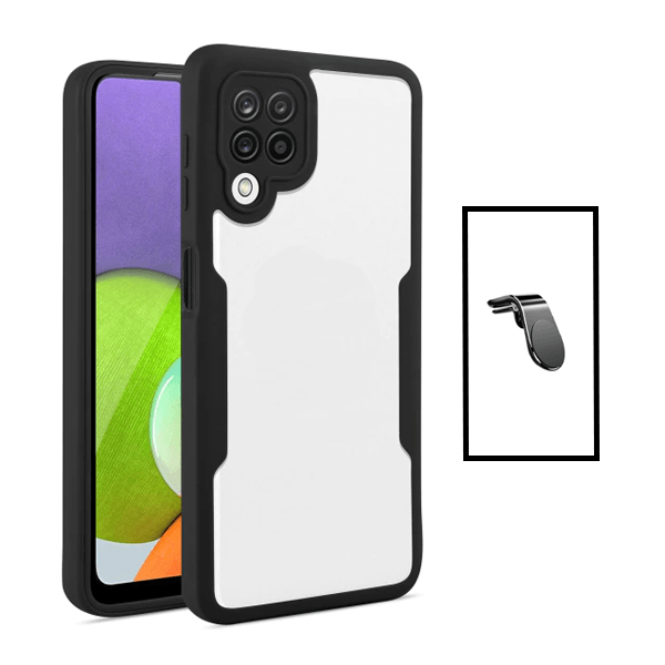 Kit Capa 360° Proteção Frente e Verso + Suporte Magnético L para Samsung Galaxy M33 5G - Preto