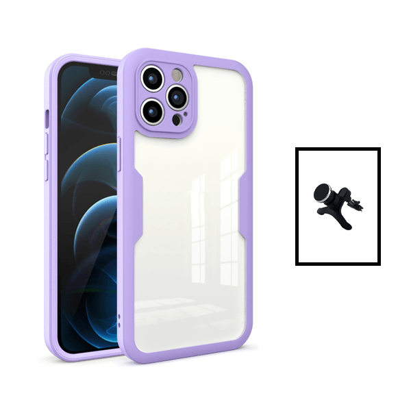 Kit Capa 360° Proteção Frente e Verso + Suporte Magnético Com Pernas para Apple iPhone 14 - Roxo