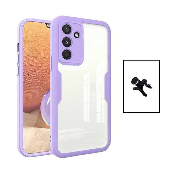 Kit Capa 360° Proteção Frente e Verso + Suporte Magnético Com Pernas para Samsung Galaxy A04s - Roxo
