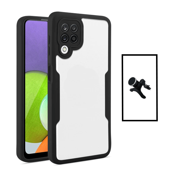 Kit Capa 360° Proteção Frente e Verso + Suporte Magnético Com Pernas para Samsung Galaxy M33 5G - Preto