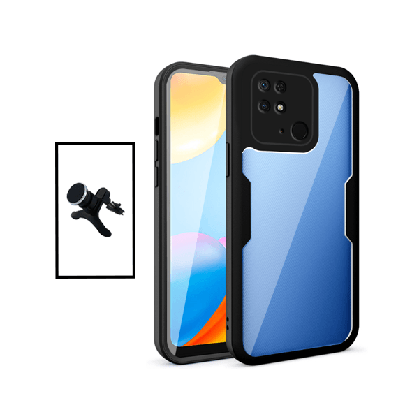 Kit Capa 360° Proteção Frente e Verso + Suporte Magnético Com Pernas para Xiaomi Redmi 9C - Preto