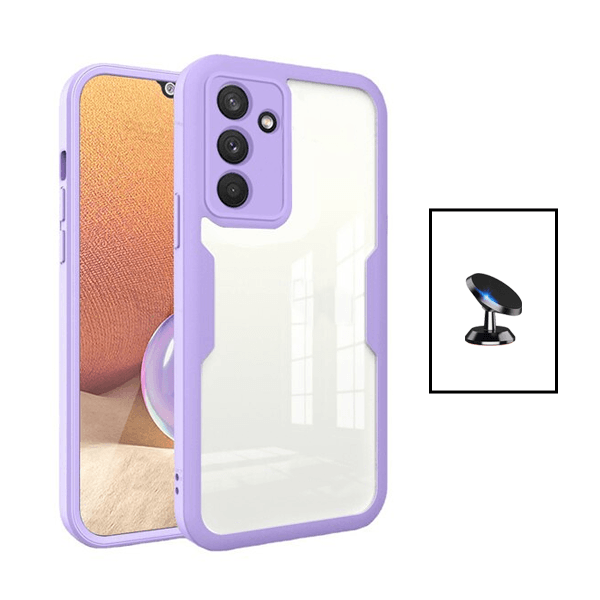 Kit Capa 360° Proteção Frente e Verso + Suporte Magnético para Samsung Galaxy A04s - Roxo
