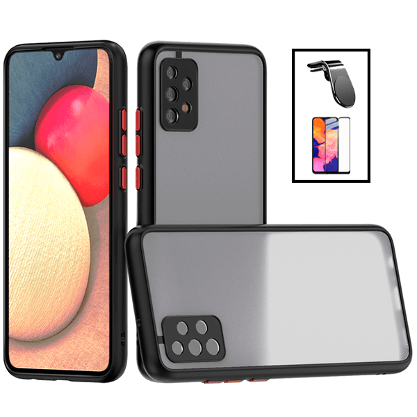 Kit Capa Traseira Proteção Camara + Película de Vidro Temperado GorilasGlass + Suporte de Carro Magnético L para Samsung Galaxy A33 5G - Preto