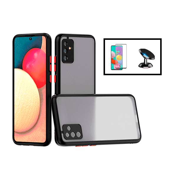 Kit Capa Traseira Proteção Camara + Película de Vidro Temperado GorilasGlass + Suporte Magnético para Samsung Galaxy M52 5G - Preto