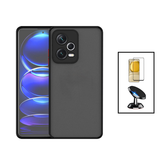 Kit Capa Traseira Proteção Camara + Película de Vidro Temperado GorilasGlass + Suporte Magnético para Xiaomi Poco X5 - Preto