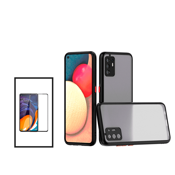 Kit Capa Traseira Proteção Camara + Película de Vidro Temperado GorilasGlass para Oppo A94 5G - Preto