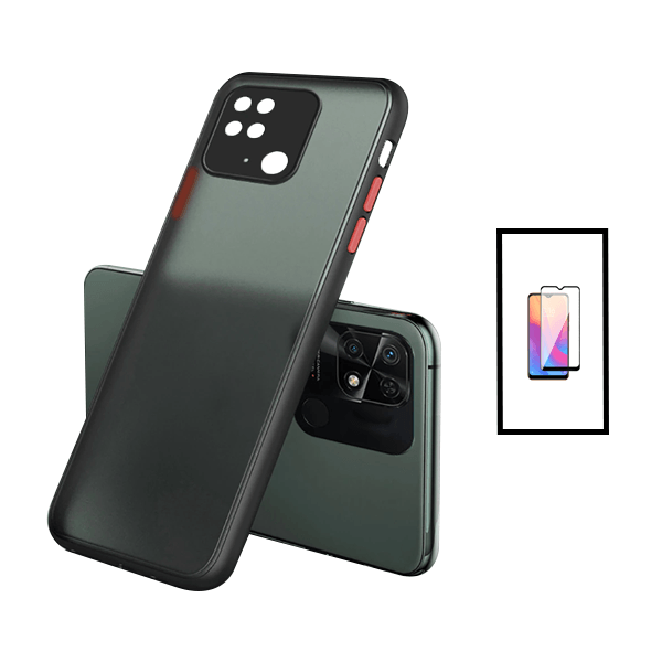 Kit Capa Traseira Proteção Camara + Película de Vidro Temperado GorilasGlass para Xiaomi Redmi 10C - Preto