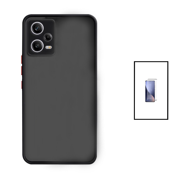 Kit Capa Traseira Proteção Camara + Película de Vidro Temperado GorilasGlass para Xiaomi Redmi Note 12 Pro - Preto