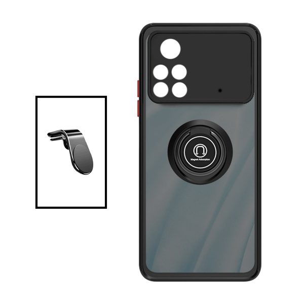 Kit Capa Traseira Proteção Camara + Suporte de Carro Magnético L para Xiaomi Poco X4 Pro 5G - Preto