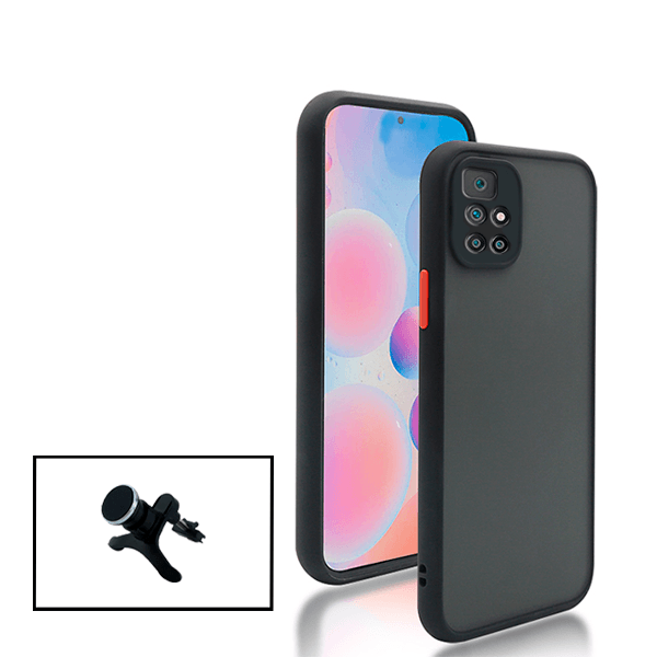 Kit Capa Traseira Proteção Camara + Suporte Magnético Com Pernas para Xiaomi Redmi 10 Prime 2022 - Preto