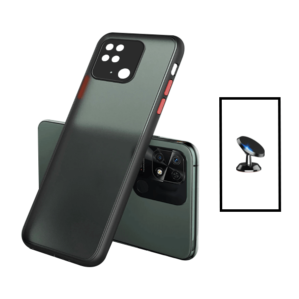 Kit Capa Traseira Proteção Camara + Suporte Magnético para Xiaomi Redmi 10C - Preto