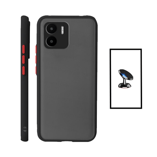 Kit Capa Traseira Proteção Camara + Suporte Magnético para Xiaomi Redmi A2 - Preto