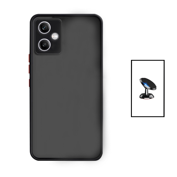 Kit Capa Traseira Proteção Camara + Suporte Magnético para Xiaomi Redmi Note 12 - Preto