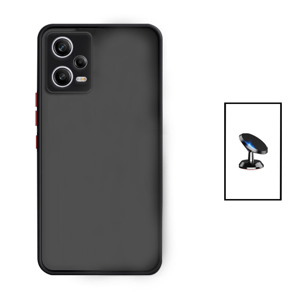 Kit Capa Traseira Proteção Camara + Suporte Magnético para Xiaomi Redmi Note 12 Pro - Preto