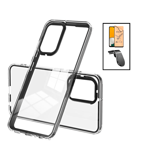 Kit Capa Duplo Airbag Anti-Quedas  + Suporte Magnético L para Samsung Galaxy A13 5G - Transparente