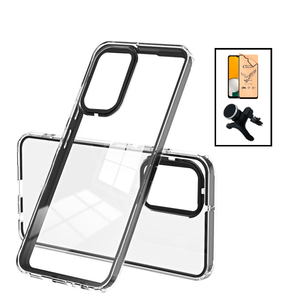 Kit Capa Duplo Airbag Anti-Quedas  + Suporte reforçado de Carro para Samsung Galaxy A13 - Transparente