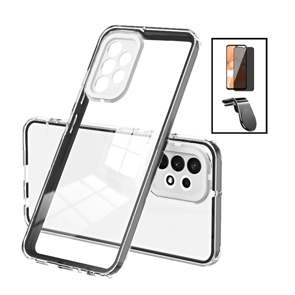 Kit Capa Duplo Airbag Anti-Quedas Proteção de Camara + Suporte Magnético L para Samsung Galaxy A13 - Transparente