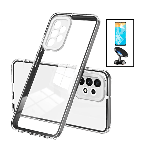 Kit Capa Duplo Airbag Anti-Quedas Proteção de Camara + Suporte Magnético para Samsung Galaxy A13 - Transparente