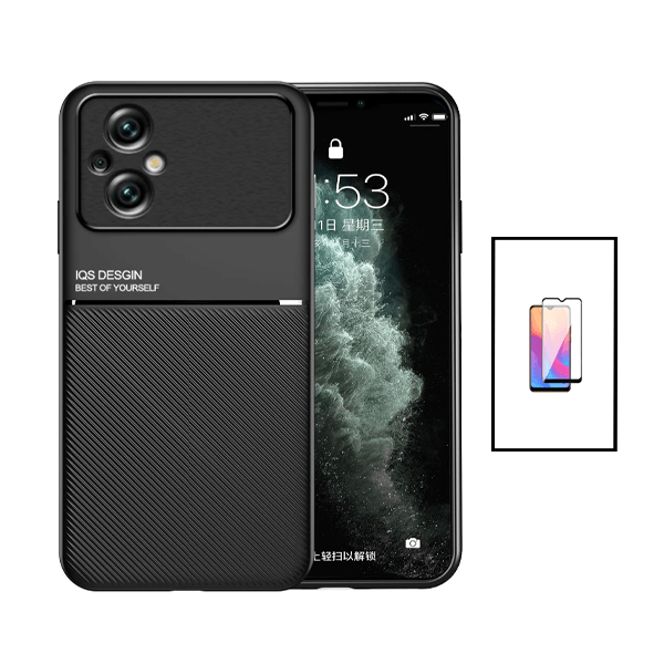 Kit Capa Traseira Magnética Anti Choque + Película de Vidro Temperado GorilasGlass para Xiaomi Poco M5 - Preto