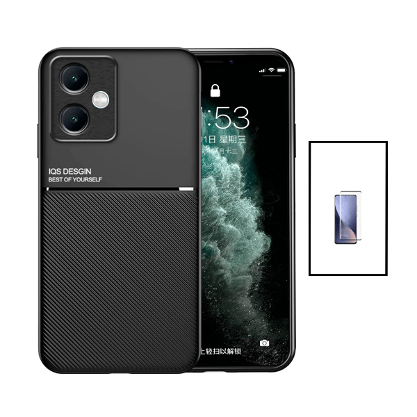 Kit Capa Traseira Magnética Anti Choque + Película de Vidro Temperado GorilasGlass para Xiaomi Redmi Note 12 - Preto