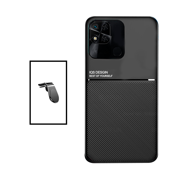 Kit Capa Traseira Magnética Anti Choque + Suporte de Carro Magnético L para Xiaomi Redmi 10A - Preto