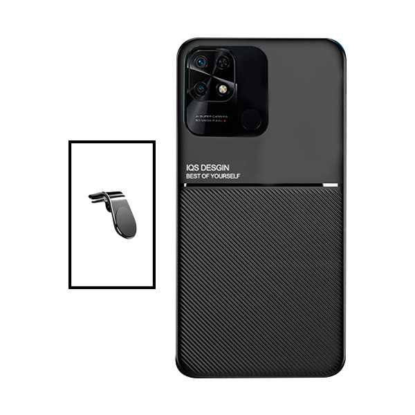 Kit Capa Traseira Magnética Anti Choque + Suporte Magnético Com Pernas para Xiaomi Redmi 10C - Preto