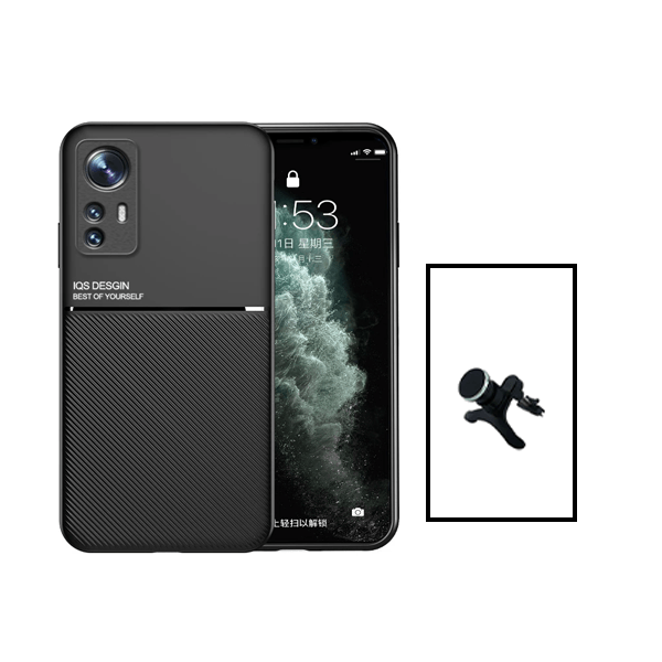 Kit Capa Traseira Magnética Anti Choque + Suporte Magnético Com Pernas para Xiaomi 12T - Preto