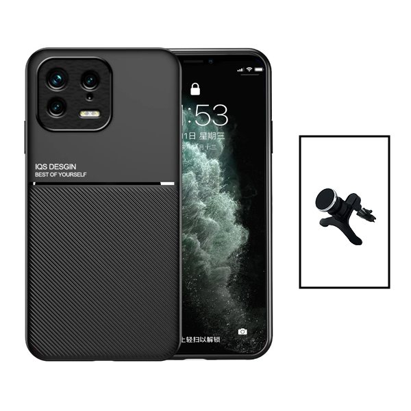 Kit Capa Traseira Magnética Anti Choque + Suporte Magnético Com Pernas para Xiaomi 13 Pro - Preto
