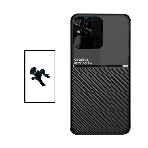 Kit Capa Traseira Magnética Anti Choque + Suporte Magnético Com Pernas para Xiaomi Redmi 10A - Preto