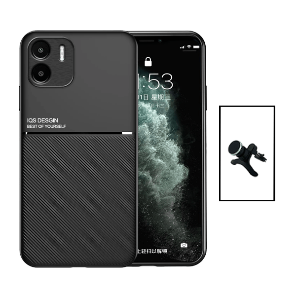 Kit Capa Traseira Magnética Anti Choque + Suporte Magnético Com Pernas para Xiaomi Redmi A1 - Preto
