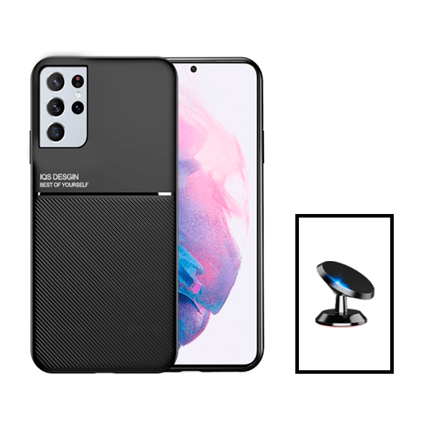 Kit Capa Traseira Magnética Anti Choque + Suporte Magnético para Samsung Galaxy S23 Ultra - Preto