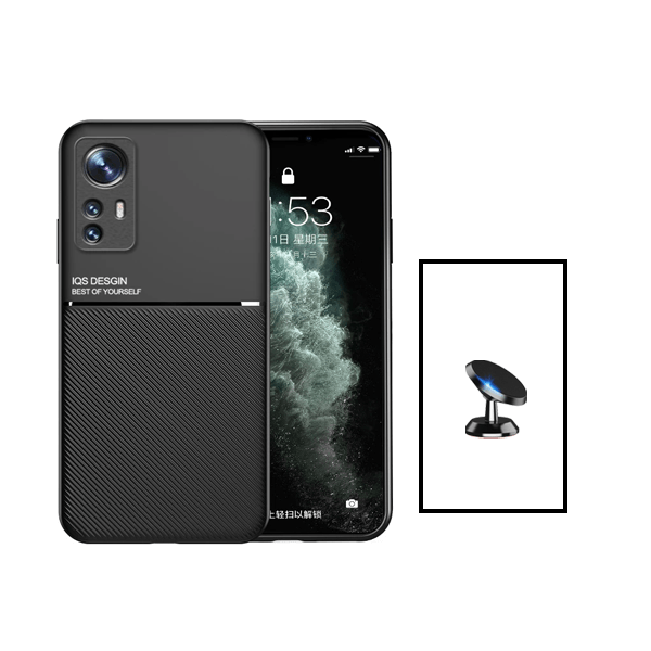 Kit Capa Traseira Magnética Anti Choque + Suporte Magnético para Xiaomi 12T - Preto