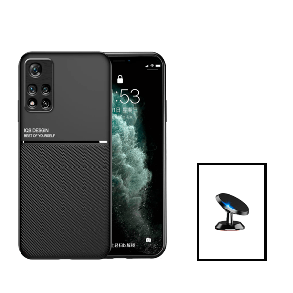 Kit Capa Traseira Magnética Anti Choque + Suporte Magnético para Xiaomi Redmi 10 Prime 2022 - Preto