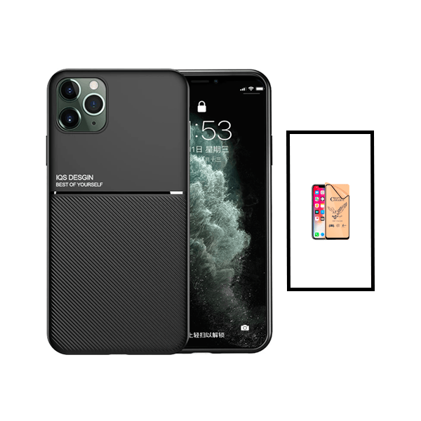 Kit Capa Traseira Magnética Anti Choque + Vidro Temperado Ceramica Full Cover Curved para Apple iPhone 14 - Preto