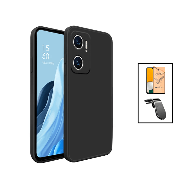 Kit Película Protectora de Hydrogel Frente + Capa Proteção Traseira Silicone + Suporte de Carro Magnético L para Xiaomi Redmi 10 5G - Preto