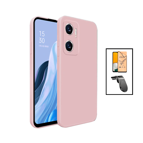 Kit Película Protectora de Hydrogel Frente + Capa Proteção Traseira Silicone + Suporte de Carro Magnético L para Xiaomi Redmi 10 5G - Rosa