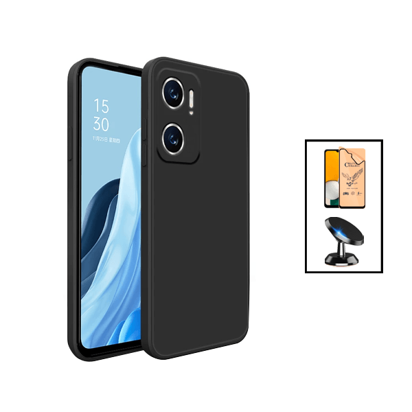 Kit Película Protectora de Hydrogel Frente + Capa Proteção Traseira Silicone + Suporte Magnético para Xiaomi Redmi 10 5G - Preto