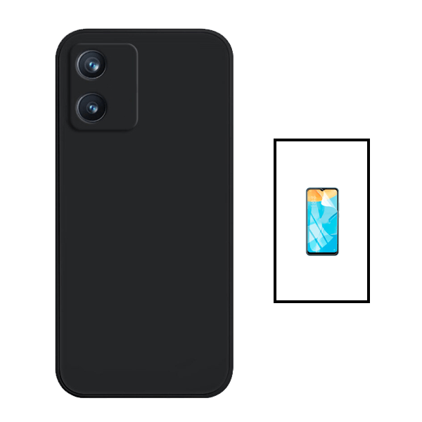 Kit Película Protectora de Hydrogel Frente + Capa Proteção Traseira Silicone para Alcatel 1B (2022) - Preto