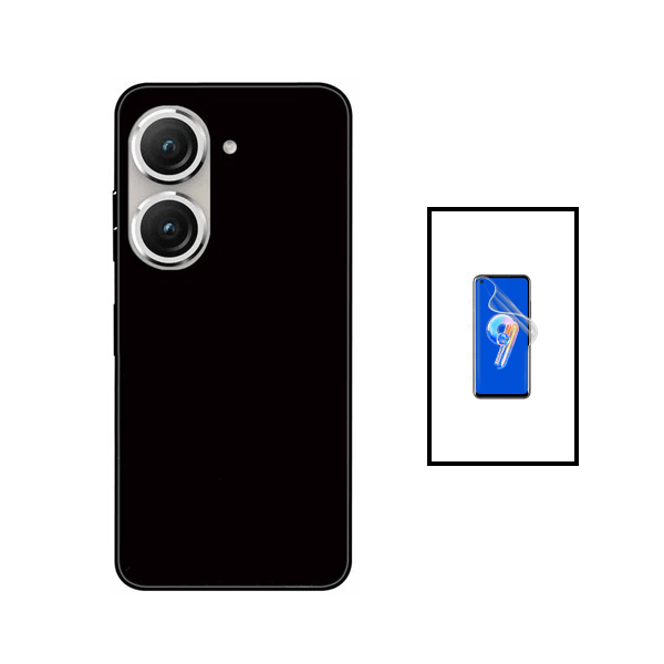 Kit Película Protectora de Hydrogel Frente + Capa Proteção Traseira Silicone para Asus Zenfone 9 - Preto