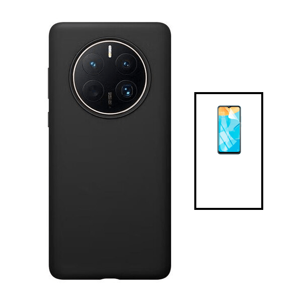 Kit Película Protectora de Hydrogel Frente + Capa Proteção Traseira Silicone para Huawei Mate 50 - Preto