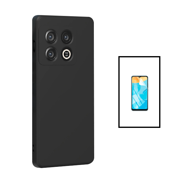 Kit Película Protectora de Hydrogel Frente + Capa Proteção Traseira Silicone para OnePlus 10T - Preto