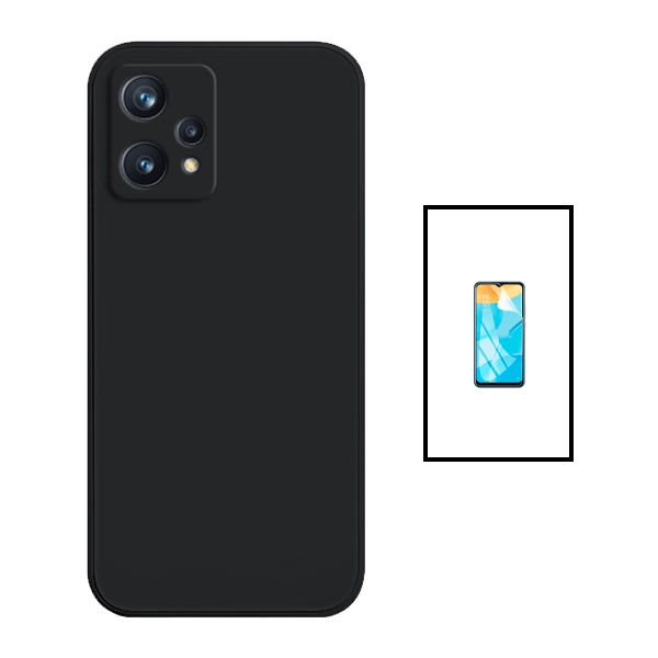 Kit Película Protectora de Hydrogel Frente + Capa Proteção Traseira Silicone para Realme 9 5G - Preto